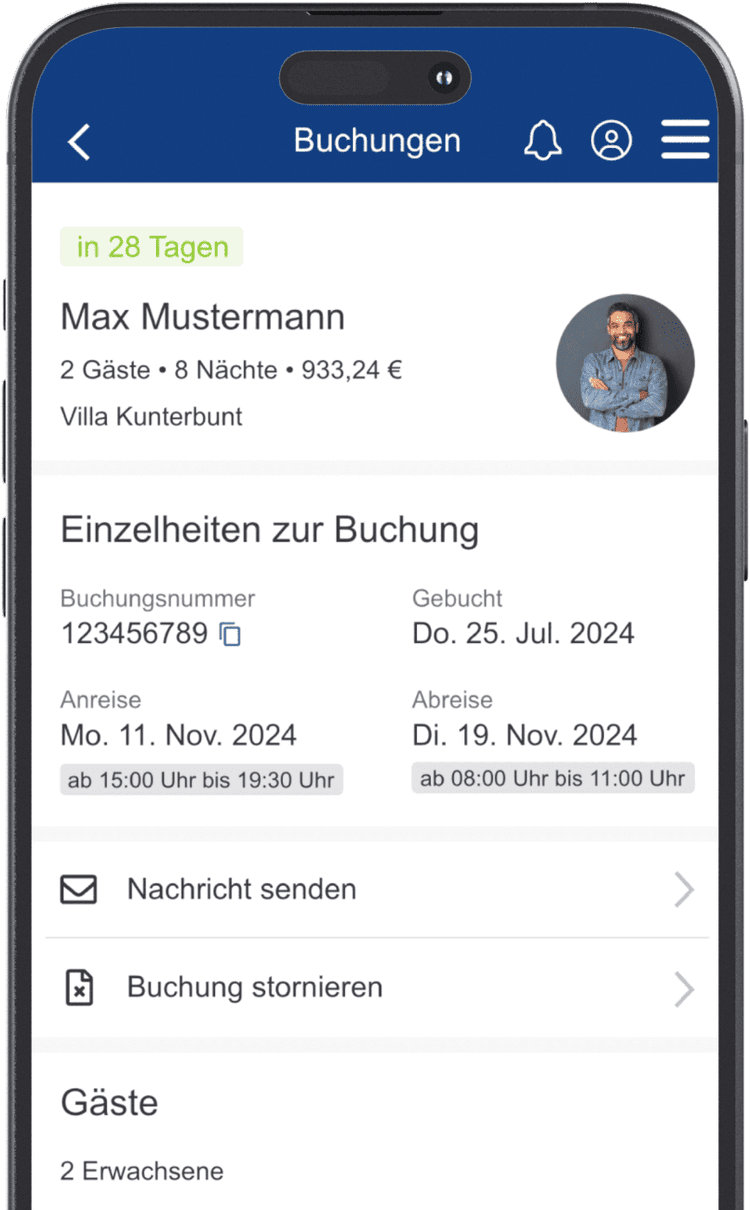 image of booking details page